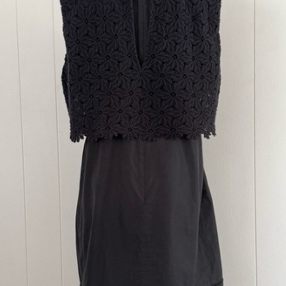 See By Chloe Black Daisy Crochet Overlay Mini Dress Size 4 - Picture 4 of 4